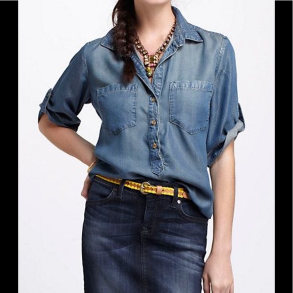 Anthropologie Tops - Cloth & Stone Chambray Popover Shirt